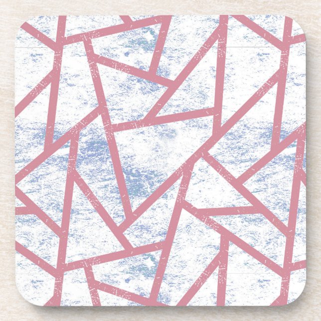 Porta-copo Padrão de mosaico rosa e azul (Frente)