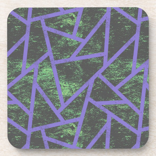 Porta-copo Padrão de mosaico violeta e verde (Frente)