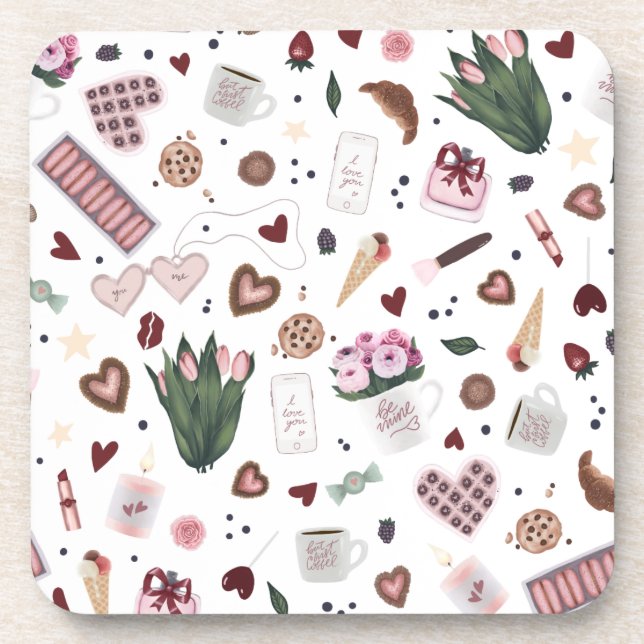 Porta-copo Padrão de Namorados desenhado à mão (Frente)