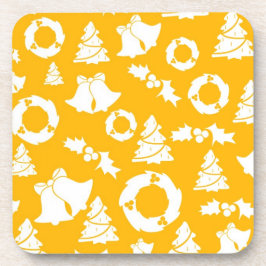 Porta-copo Padrão de Natal Amarelo