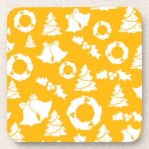 Porta-copo Padrão de Natal Amarelo