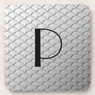 Porta-copo Padrão de onda Art Deco - prata metálica