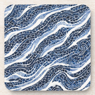 Porta-copo Padrão de Onda Branco Azul 15