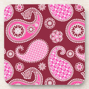 Porta-copo Padrão de Paisley, Borgonha, Rosa e Branco