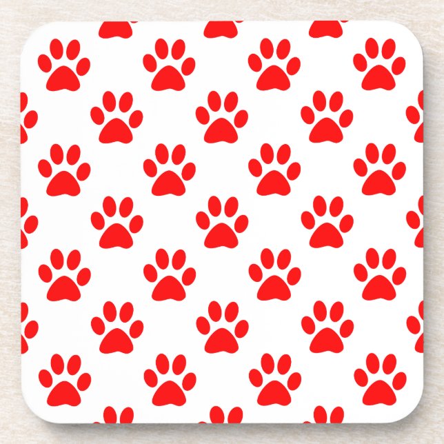 Porta-copo Padrão de patas de cachorrinhos vermelhos (Frente)