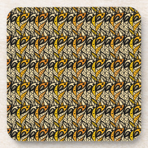 Porta-copo Padrão de penas de pavão preto e dourado