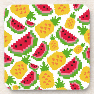 Porta-copo Padrão de Pixel de Melancia Tropical e Abacaxi