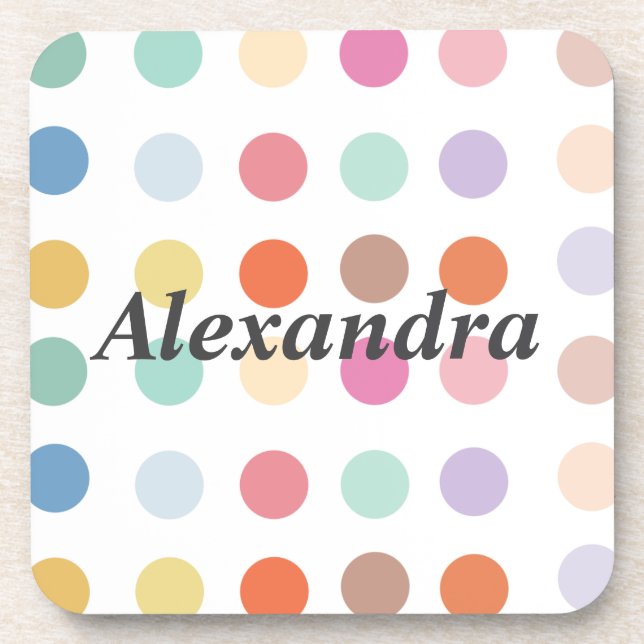 Porta-copo Padrão de pontos multicolores (Frente)