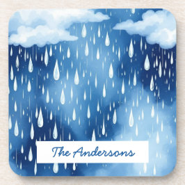 Porta-copo Padrão de queda de chuva no céu branco azul