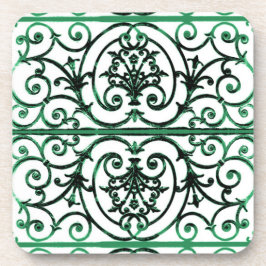 Porta-copo Padrão de rolagem verde e branco