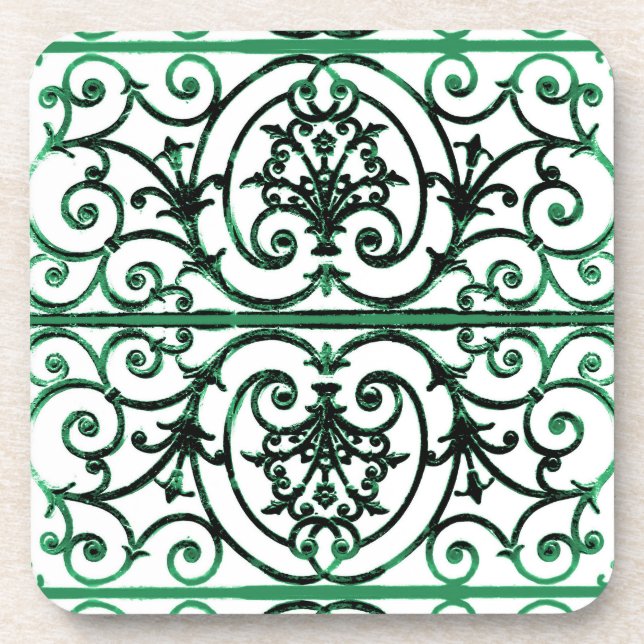 Porta-copo Padrão de rolagem verde e branco (Frente)
