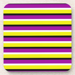 Porta-copo Padrão de Stripes Roxo Amarelo