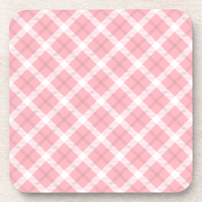 Porta-copo Padrão De Tartan Cor-De-Rosa E Branco (Frente)