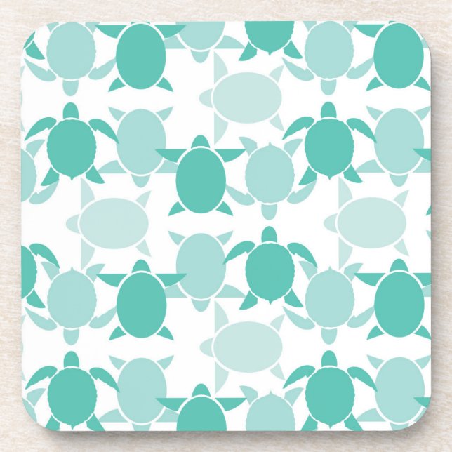 Porta-copo Padrão de Tartaruga Teal (Frente)