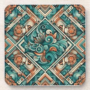 Porta-copo Padrão de Teal e Terracotta inspirado no asttec