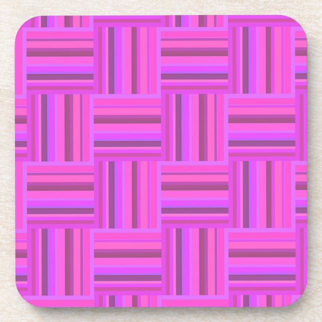 Porta-copo Padrão de tecelagem de fitas rosa (Frente)