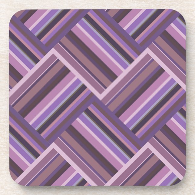 Porta-copo Padrão de tecelagem diagonal das faixas de Mauve (Frente)