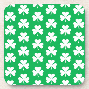 Porta-copo Padrão de trevo verde e branco