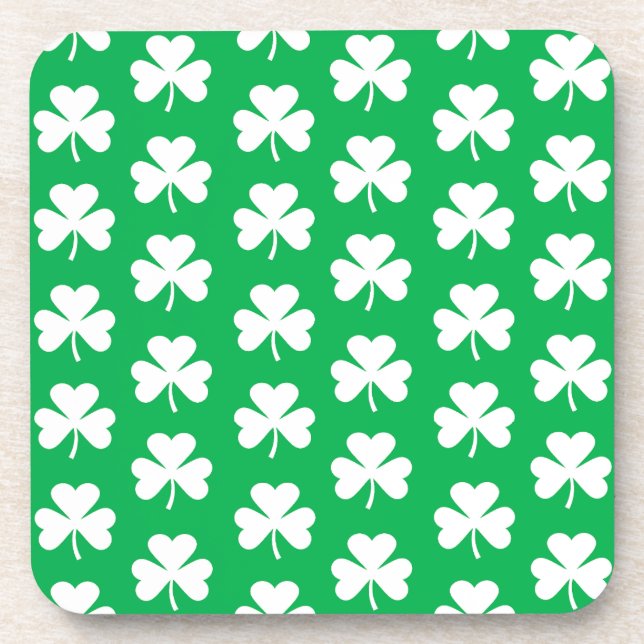 Porta-copo Padrão de trevo verde e branco (Frente)