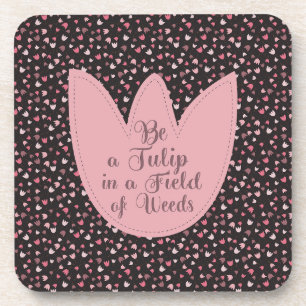 Porta-copo Padrão de Tulipa Rosa Simples Doce com fundo escur