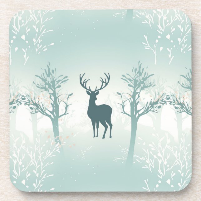 Porta-copo Padrão de veado e árvore (Frente)