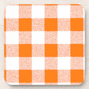 Porta-copo Padrão de Verificação de Gingham Laranja