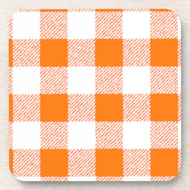 Porta-copo Padrão de Verificação de Gingham Laranja (Frente)