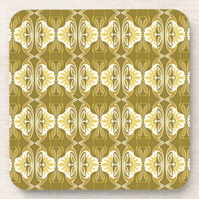 Porta-copo Padrão de wallpaper Art Deco - ouro e branco (Frente)