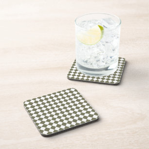 Porta-copo Padrão de xadrez em diamante verde musgo