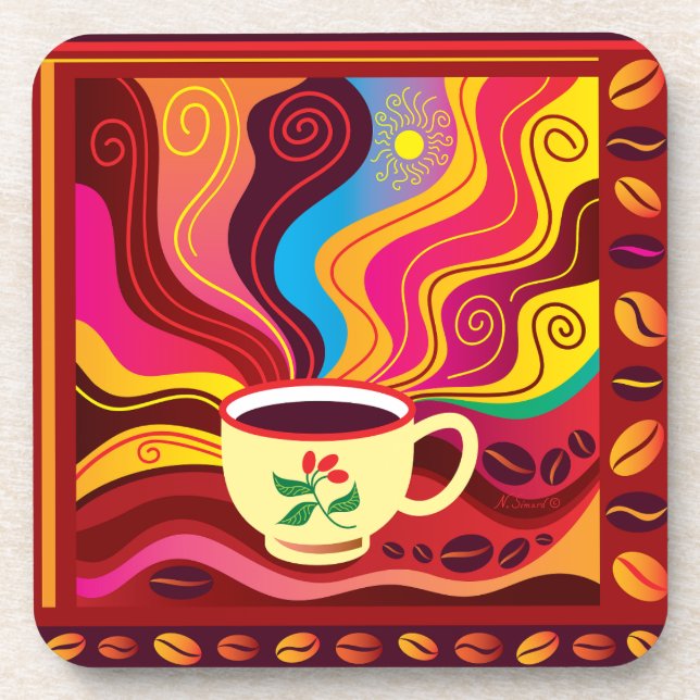 Porta-copo Padrão de Xícara de Café Fumegante (Frente)