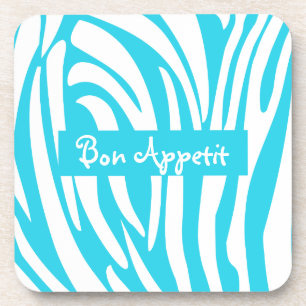 Porta-copo Padrão de Zebra com Tiragem Turquesa Personalizada