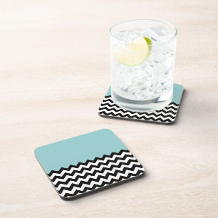 Porta-copo Padrão de ziguezague preto e branco, Chevron, azul