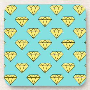 Porta-copo Padrão Diamond - Amarelo e Turquesa