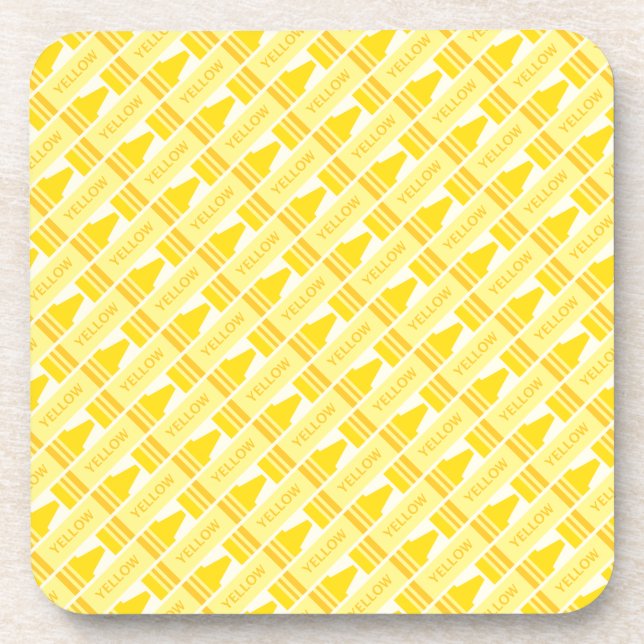 Porta-copo Padrão Divertido de Lápis de Cor Amarelo (Frente)