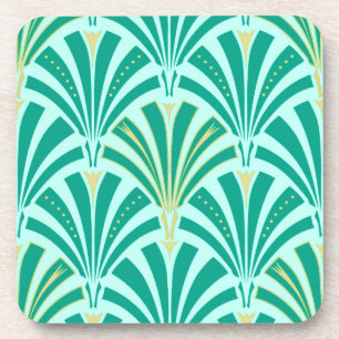 Porta-copo Padrão do ventilador Art Deco - turquesa no aqua