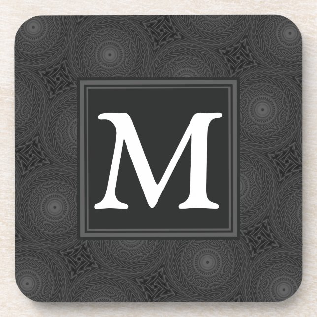Porta-copo Padrão dos círculos do carvão monograma (Frente)