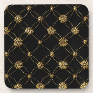 Porta-copo Padrão Dourado de luxo em fundo preto