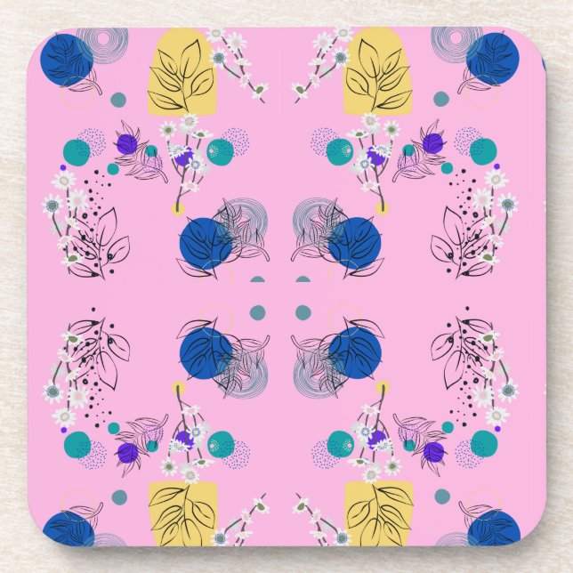 Porta-copo Padrão floral abstrato Chic Rosa (Frente)