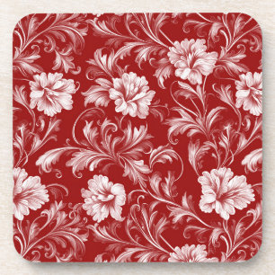 Porta-copo Padrão Floral Barroco Monocromático, Branco em Ver