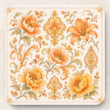 Padrão Floral Barroco Vintage – Laranja Quente /Do