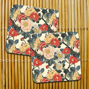Porta-copo Padrão Floral de Arte Ukiyo-E Japonês