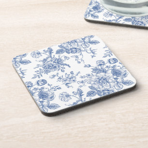 Porta-copo Padrão Floral de Rosa Azul Vintage