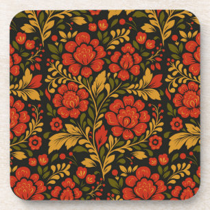 Porta-copo padrão floral decorativo nacional eslavo