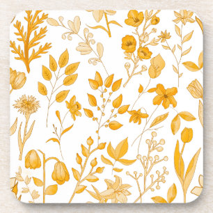 Porta-copo Padrão Floral do ouro para o outono