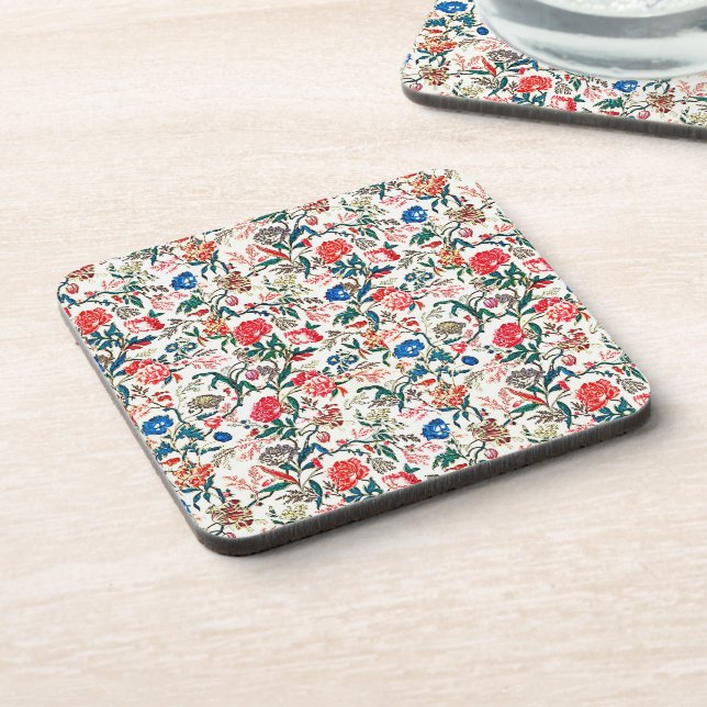 Porta-copo Padrão Floral do século XIX Vermelho Verde Azul (Left Side)