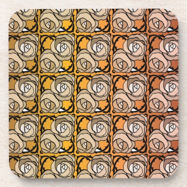 Porta-copo Padrão floral dos Rosas preto e dourado (Frente)