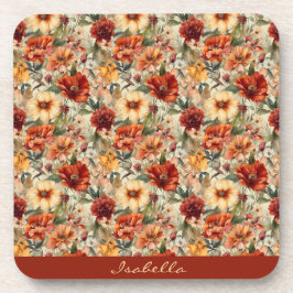 Porta-copo Padrão Floral em Aquarela Personalizado Chic