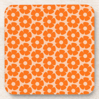Porta-copo Padrão Floral Laranja e Pêssego Retro 60s