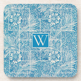 Porta-copo Padrão Floral Ornamental, Azul e Branco