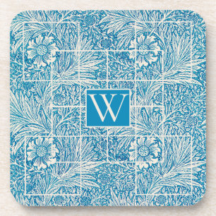 Porta-copo Padrão Floral Ornamental, Azul e Branco